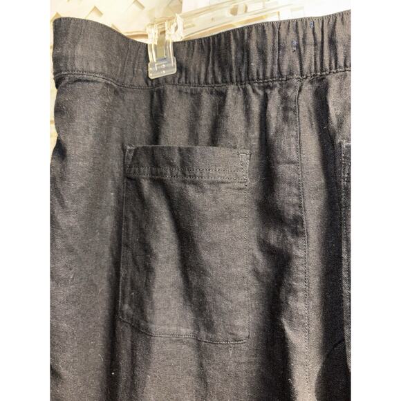 Gap NWT Black Linen-Blend WideLeg Trouser Pants Womens XL Elastic Drawstring Wst - Picture 12 of 13